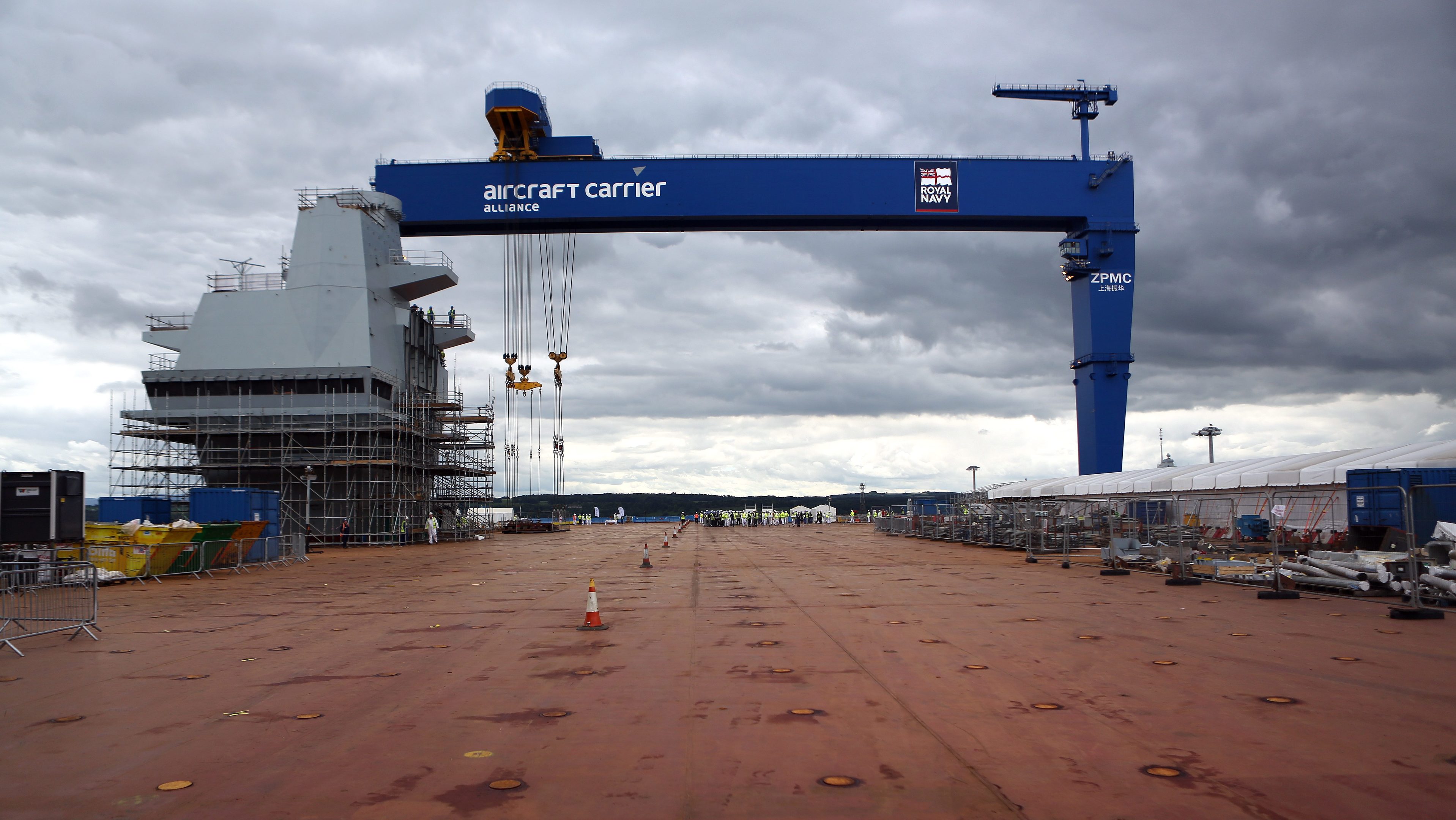 The deck of the aircraft carrier at Rosyth Dockyard.