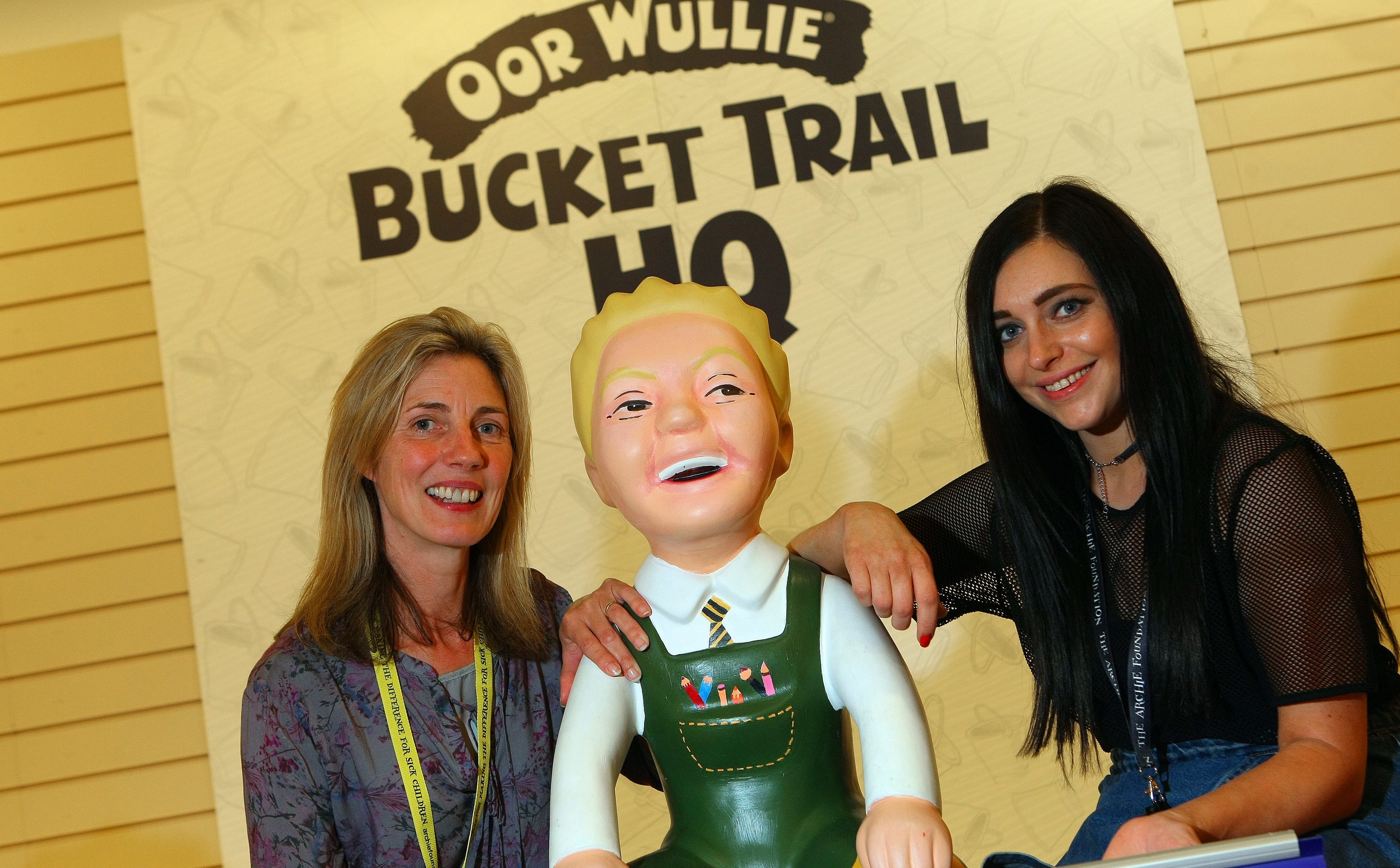 Volunteer Linda Meiklejohn and fundraising manager Hannah Clark at the Oor Wullie shop.