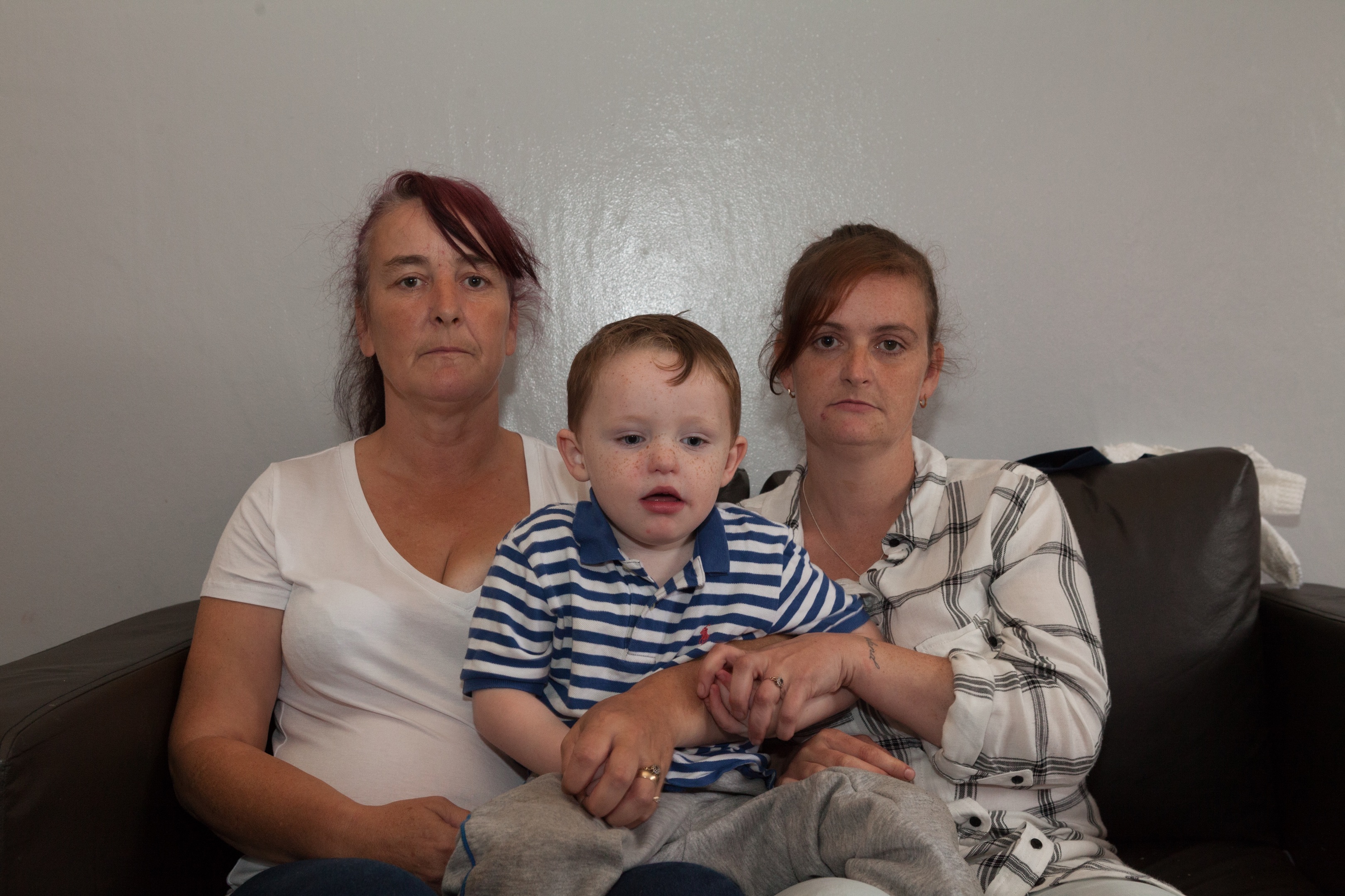 Michelle Johnstone, her mother Catherine, and son Leeland who was left unattended on a bus.