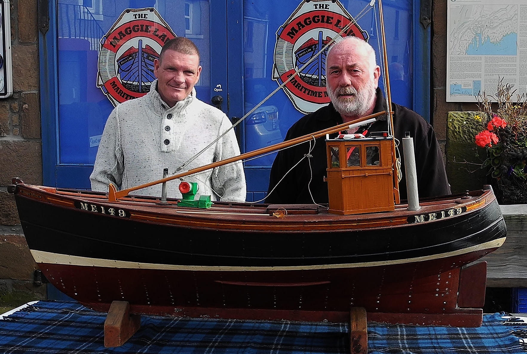 Alan Ritchie (left) and Dave Ramsay with a model of the Happy Return.