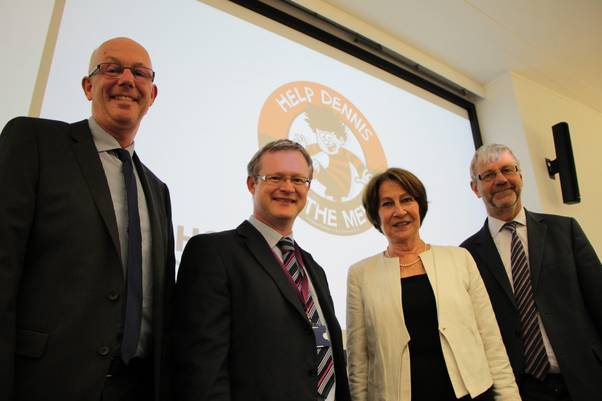 Dean of the school of medicine professor Gary Mires, Professor Russell Petty, Lady Fiona Fraser and Professor Sir Pete Downes.