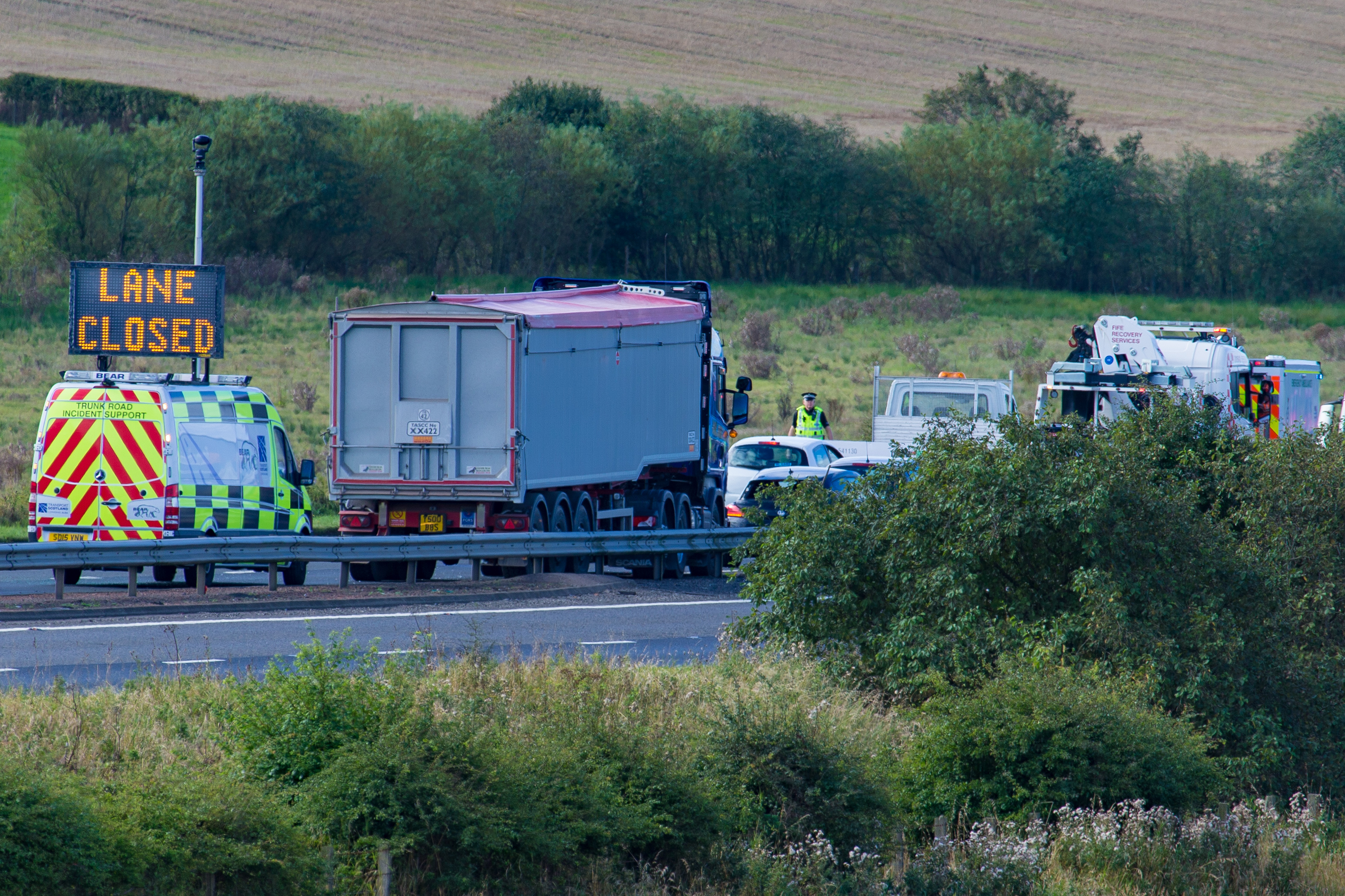 The accident caused long tailbacks on the A92