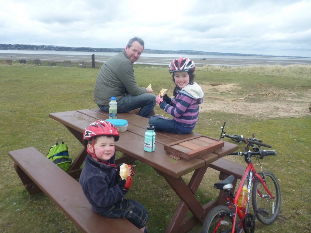 Scot and family grab some lunch on a windy day on part of the Kingdom Route.