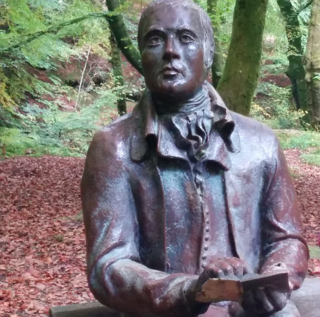 The Robert Burns statue at the Birks of Aberfeldy