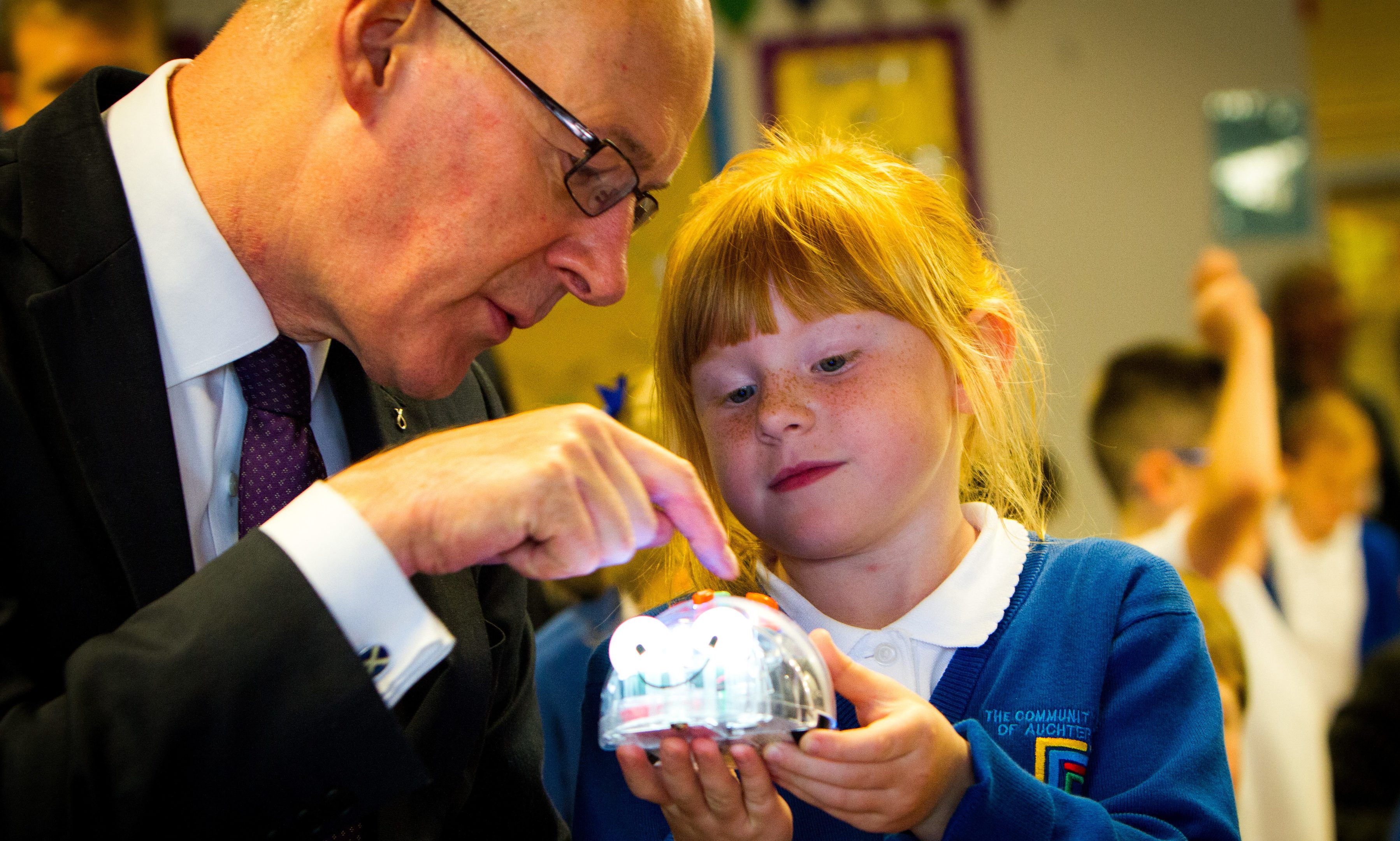 Deputy First Minister John Swinney at the Community School of Auchterarder to launch new national computing programme.