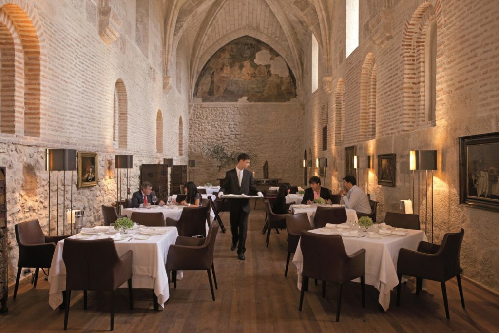 Dining room at Hotel Abadia Retuerta Le Domaine, Valladolid, Spain. 