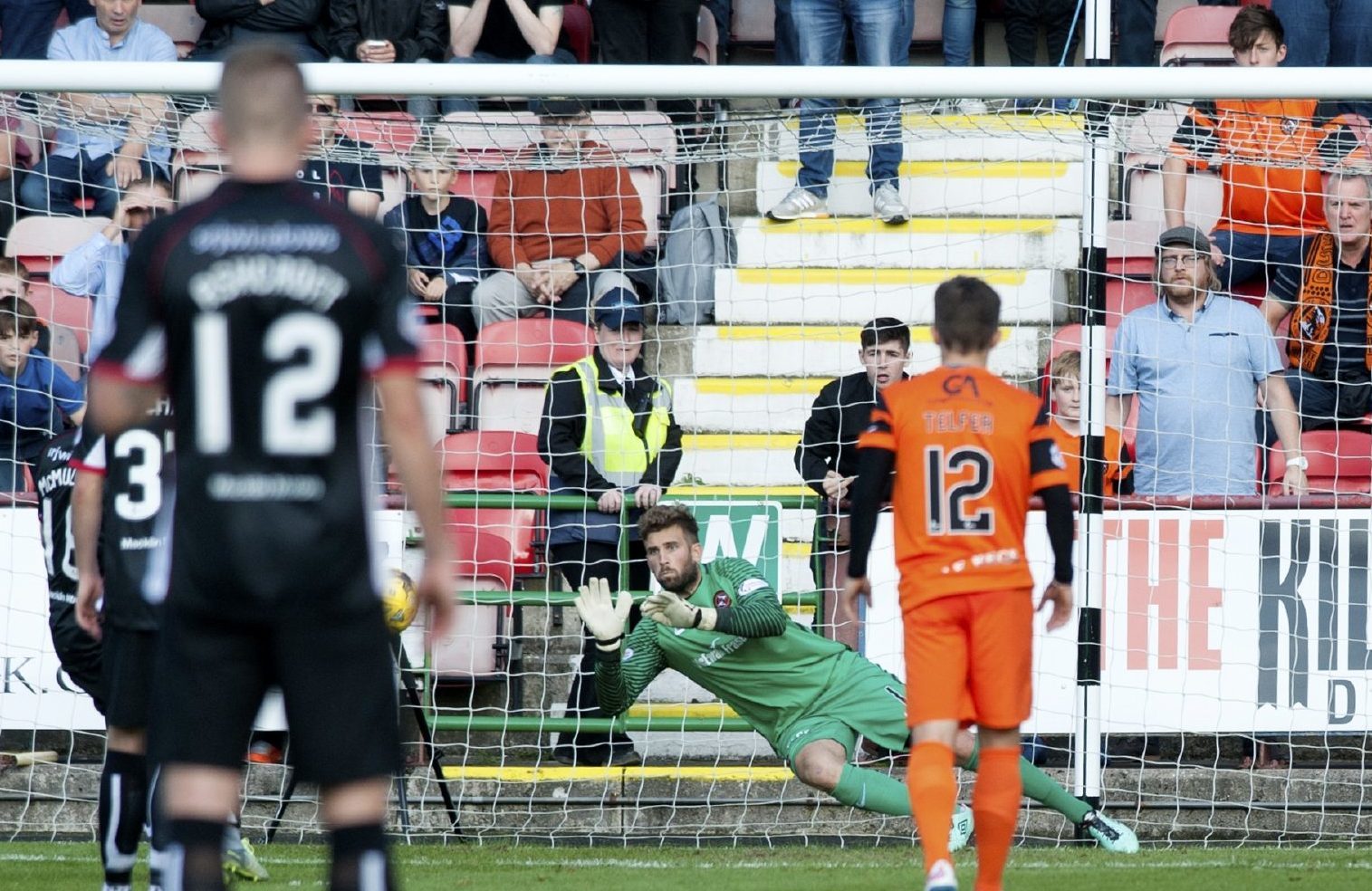 Cammy Bell saves his third penalty against the Pars.
