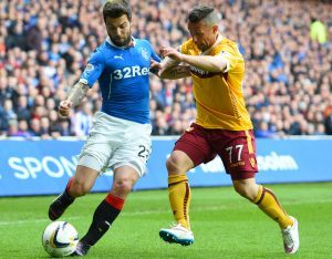 Richard Foster playing for Rangers against Motherwell.