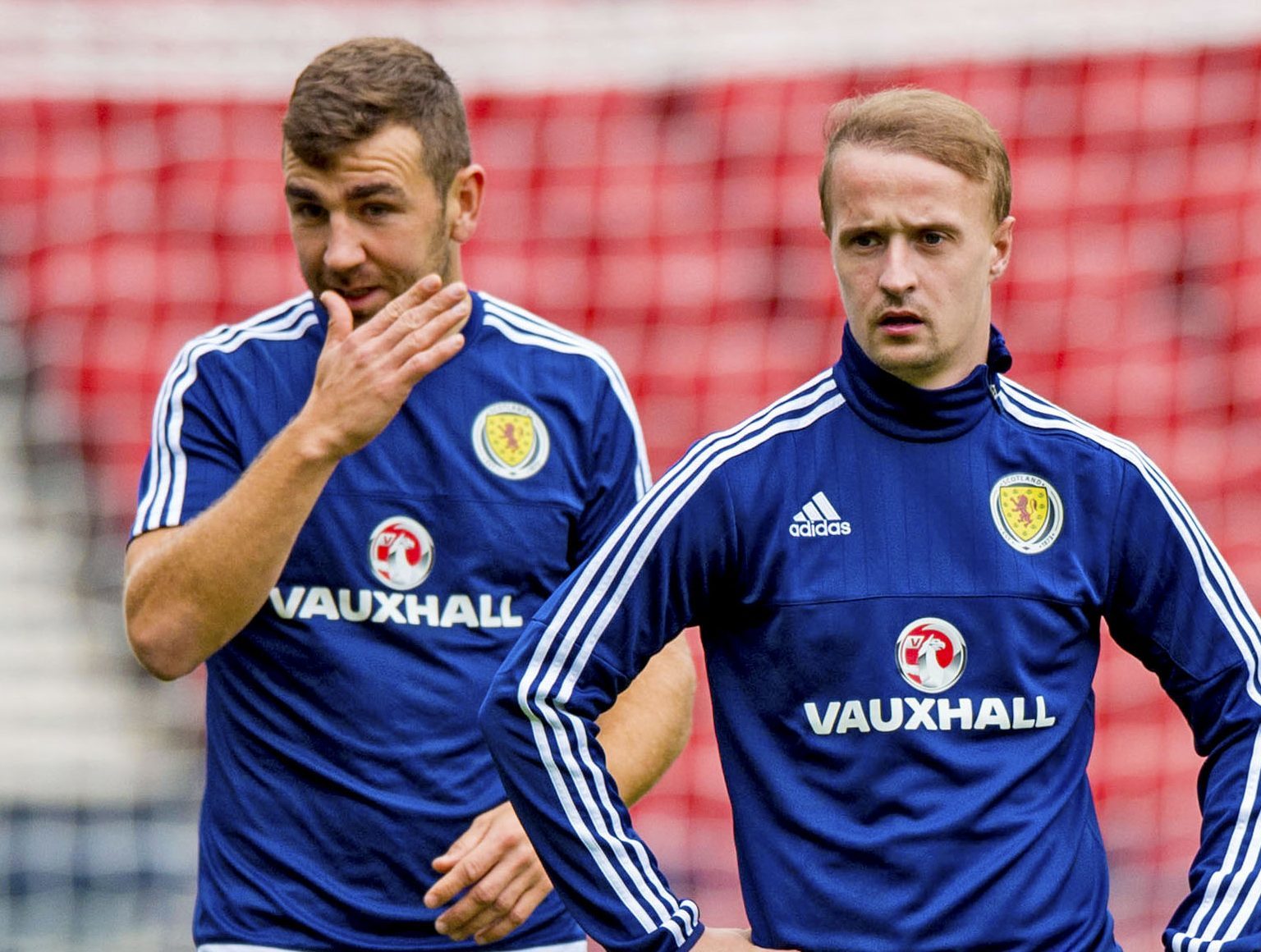 Leigh Griffiths trains at Hampden Park, but will he start against Lithuania?