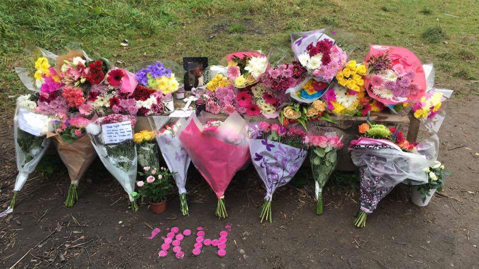 Floral tributes on Woody Island.
