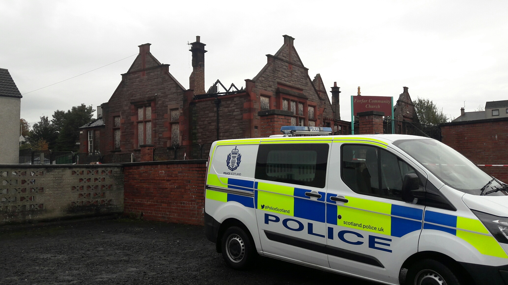 The burnt out shell of Wellbrae Primary School in Forfar following the 2016 fire.