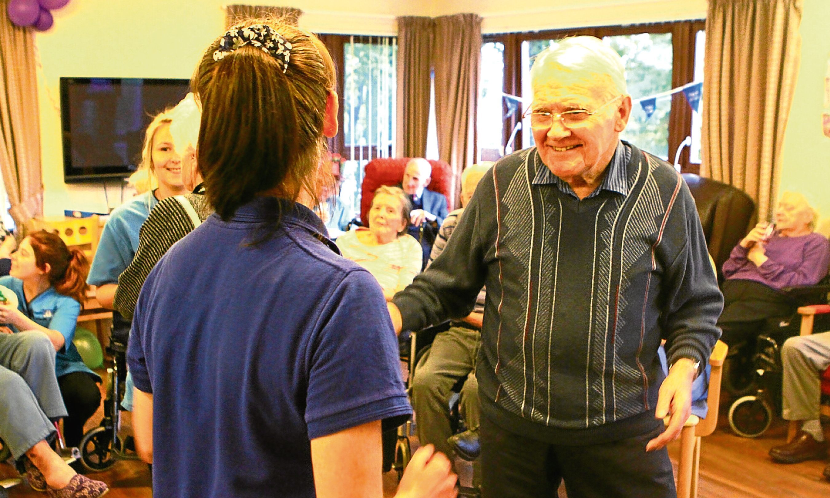 Some of the residents of the Balhousie Antiquary Care Home enjoying their Wednesday afternoon entertainment.