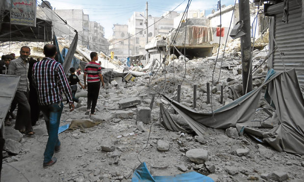 Destruction in war-torn Syria in 2016