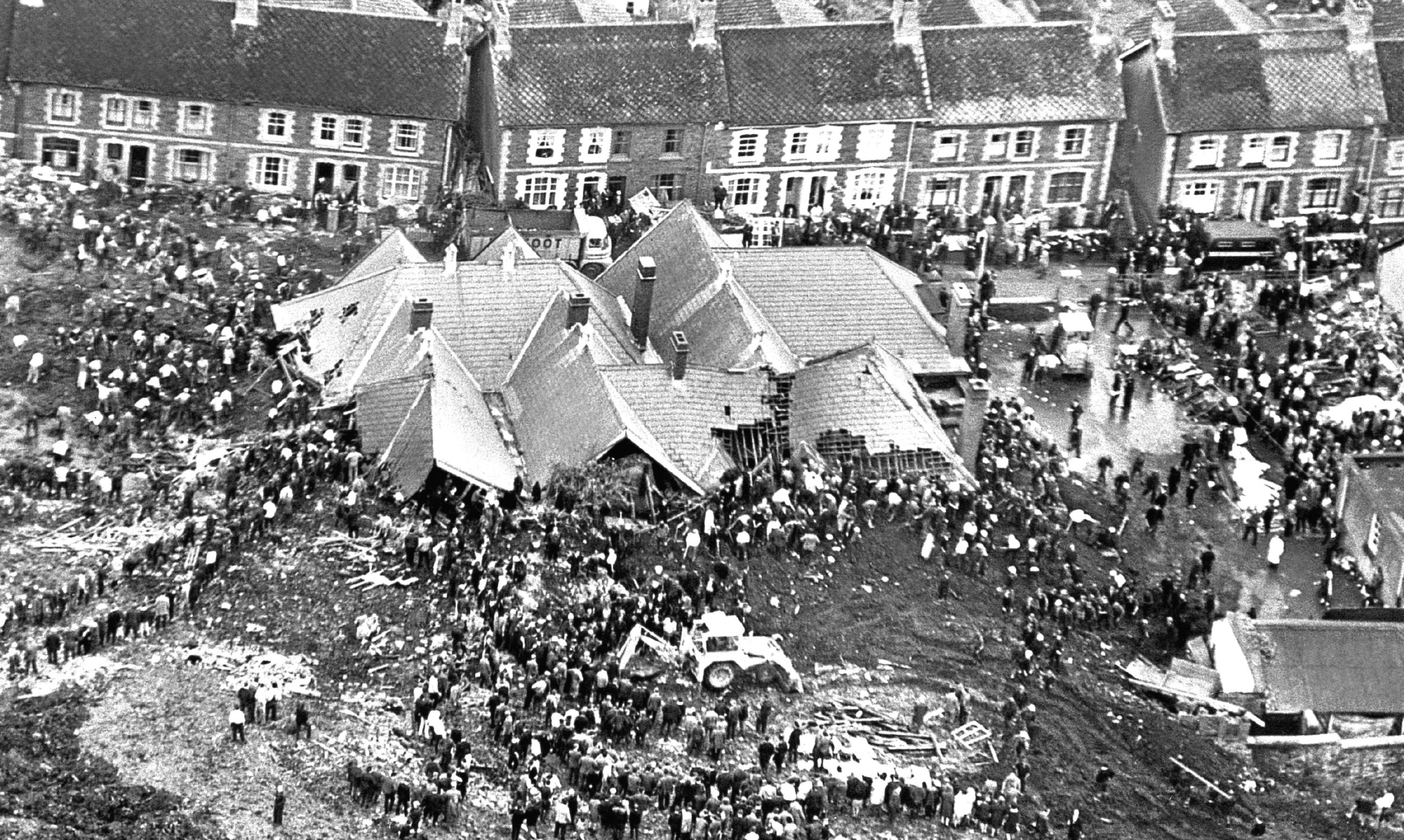 The terrible aftermath of the Aberfan disaster.