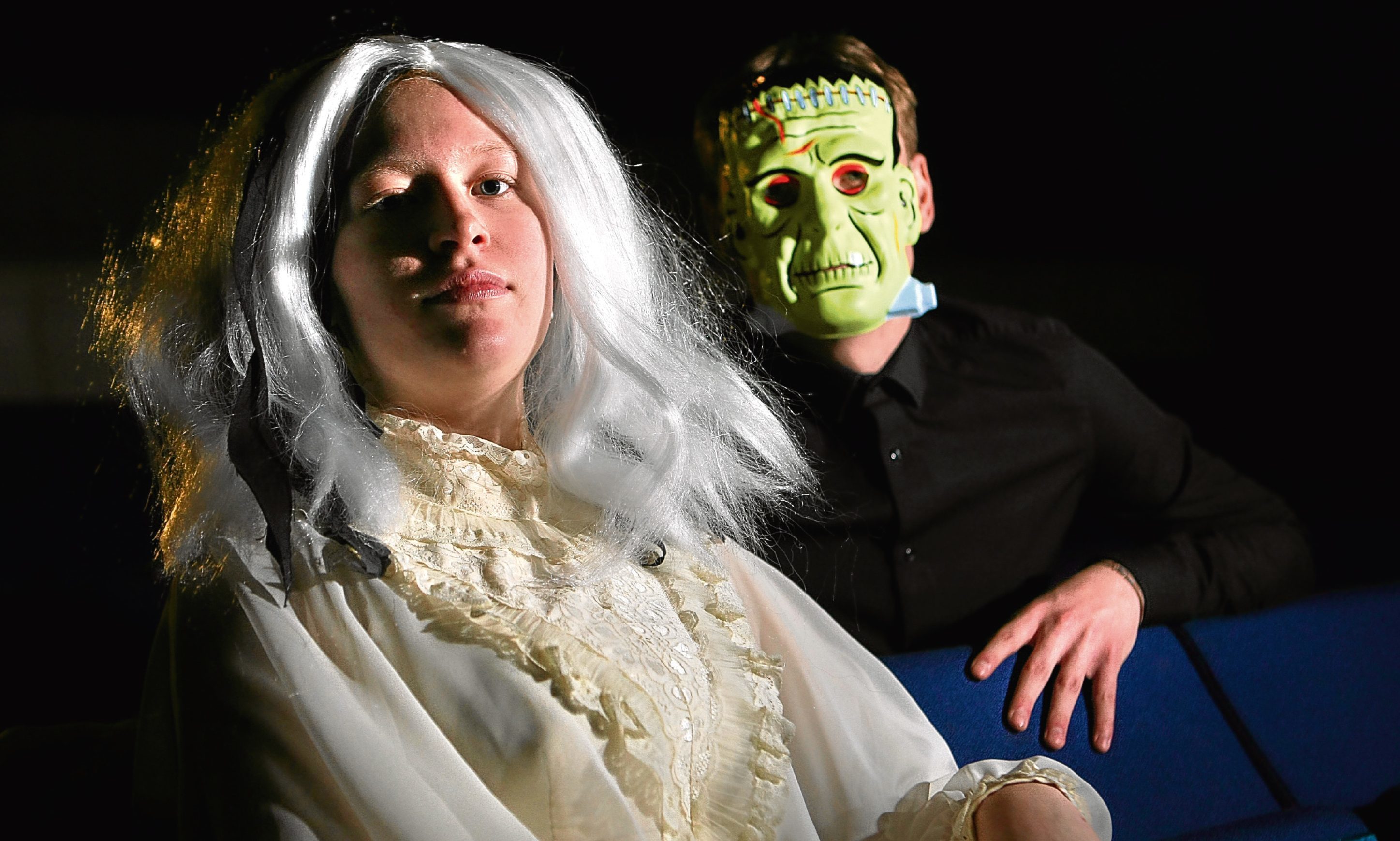 Andrew Manzi and Amelia Newton as Frankenstein and the bride of Frankenstein.