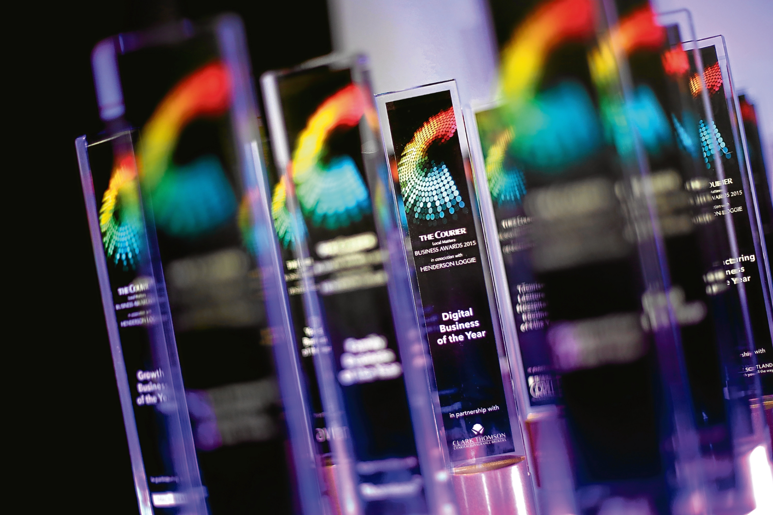 2015 Courier Business Awards trophies