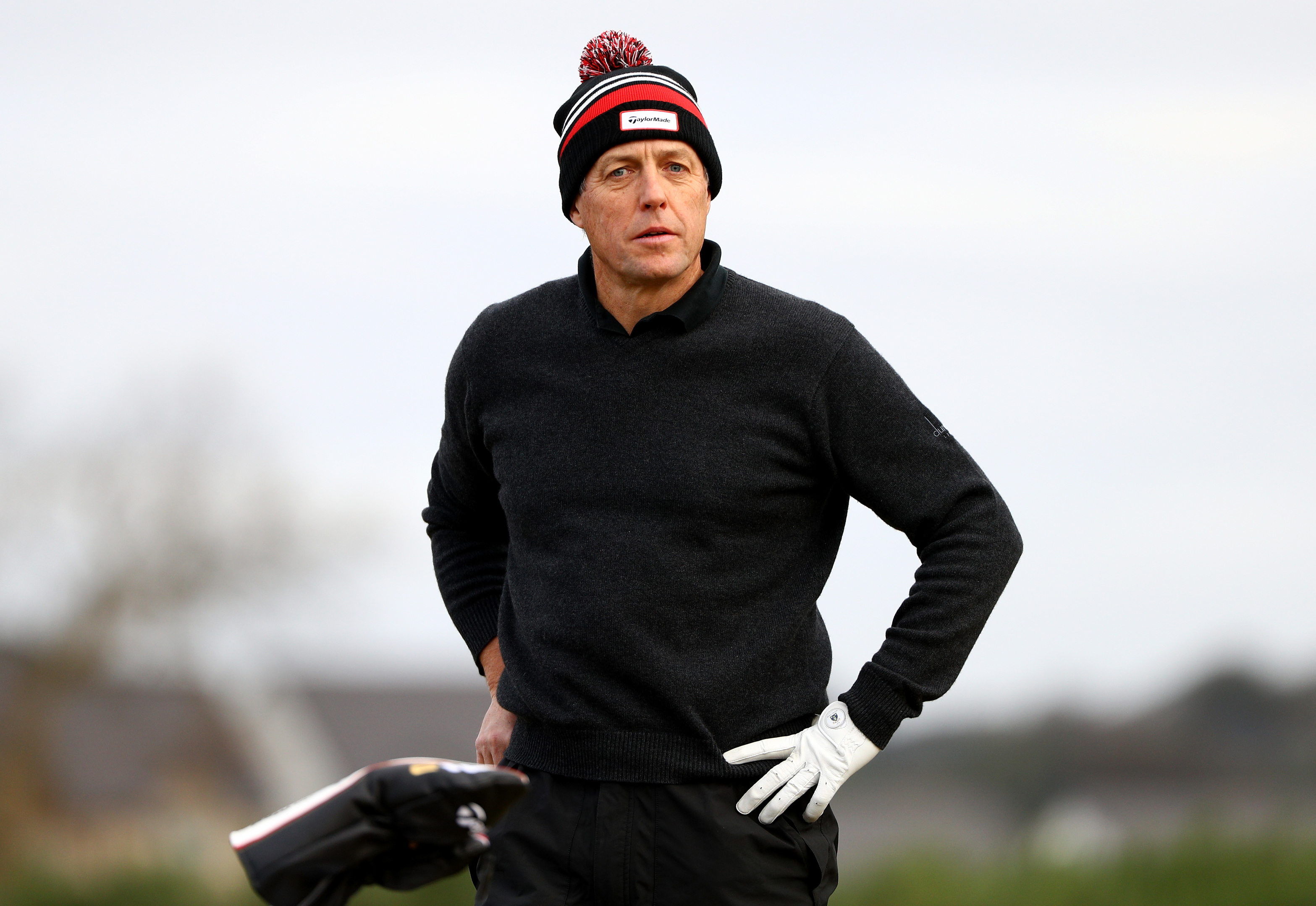 Actor Hugh Grant during the first round of the Alfred Dunhill Links Championship on the Championship Course, Carnoustie