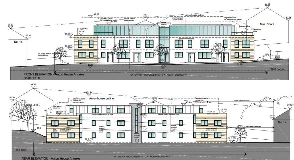 A drawing showing the proposals for the new flats.