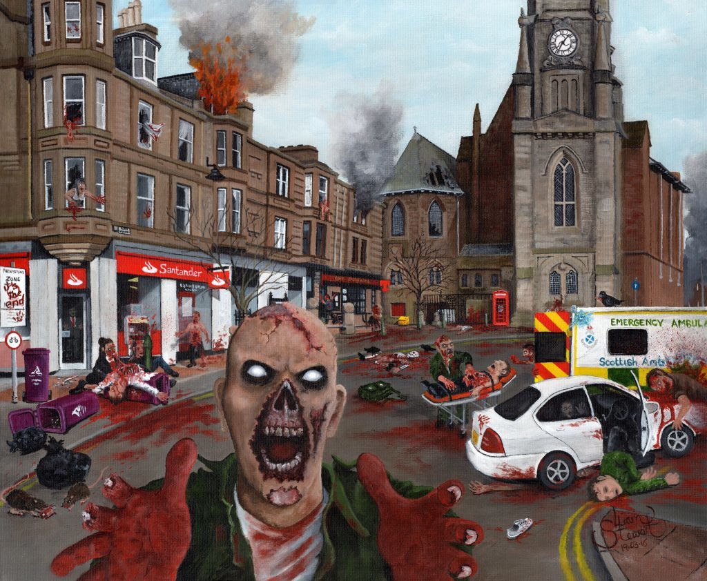 Zombie horror in the town's Kirk Square.