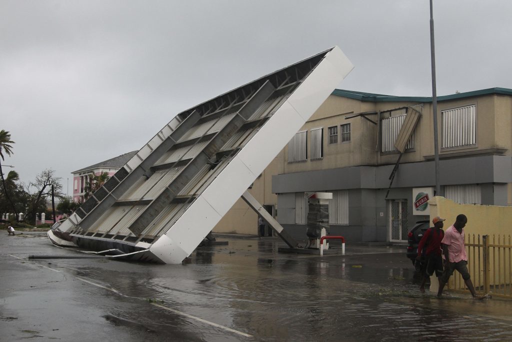 A collapsed roof in Nassau, Bahamas.