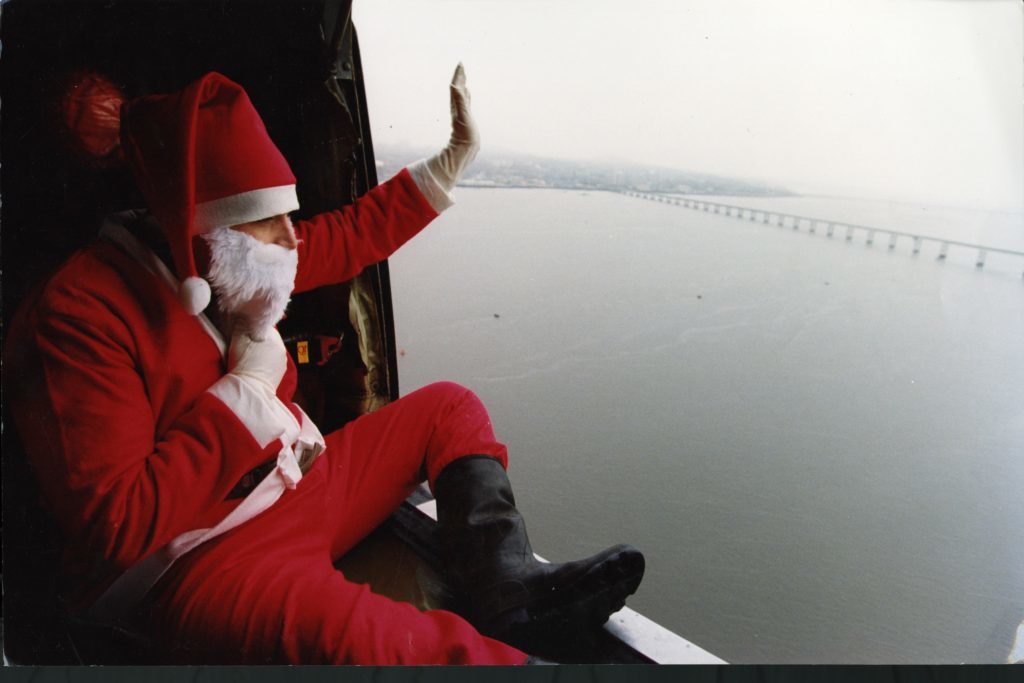 Santa in a Wessex Helicopter from RAF Leuchars over the Tay, 1992