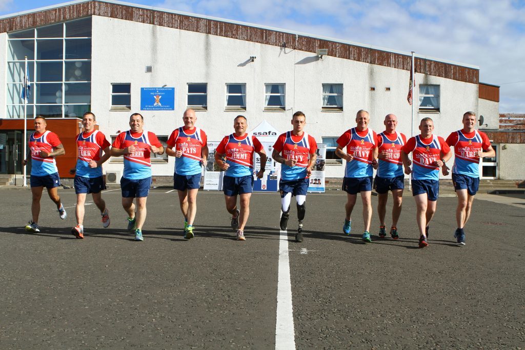 The members of 7 Scots who are going to take part in the US Marine Corps Marathon 2016.