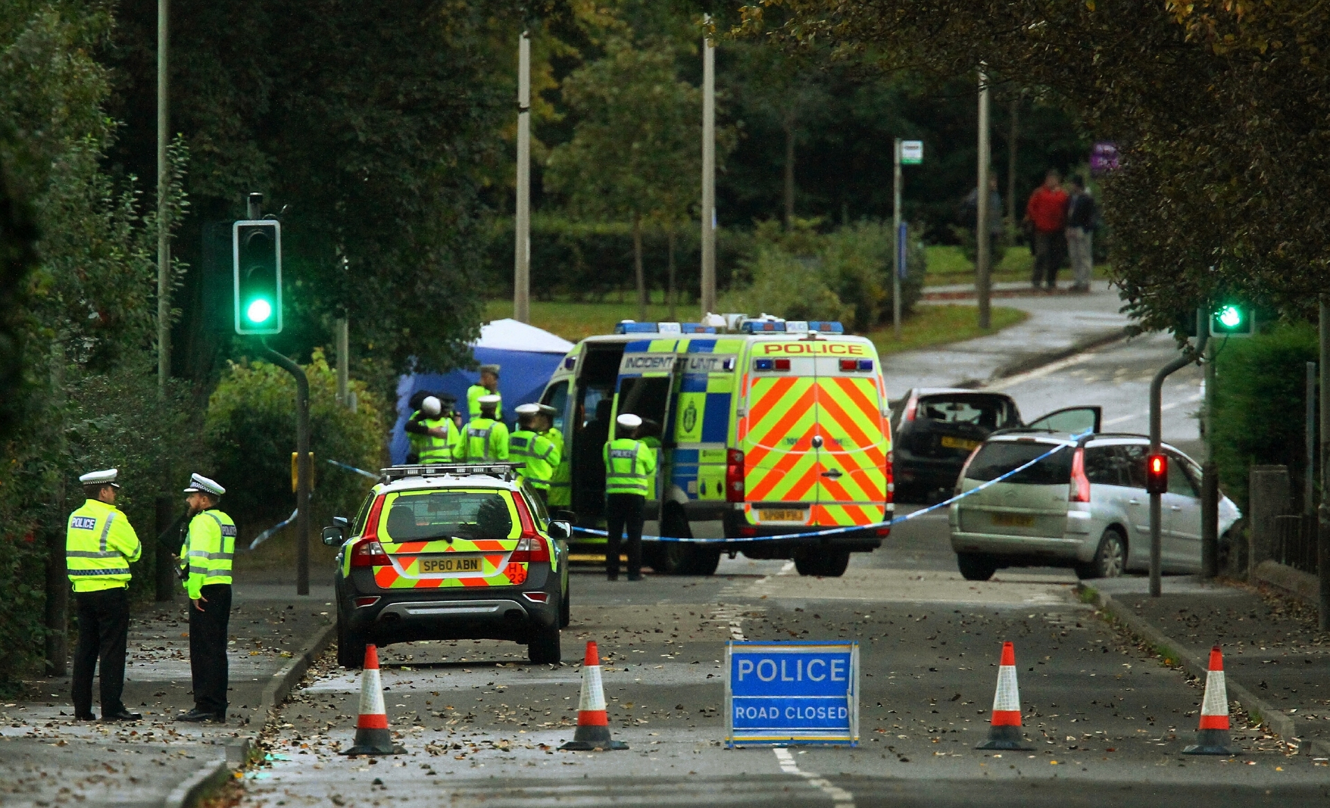 Police attending the tragic accident in Coupar Angus.