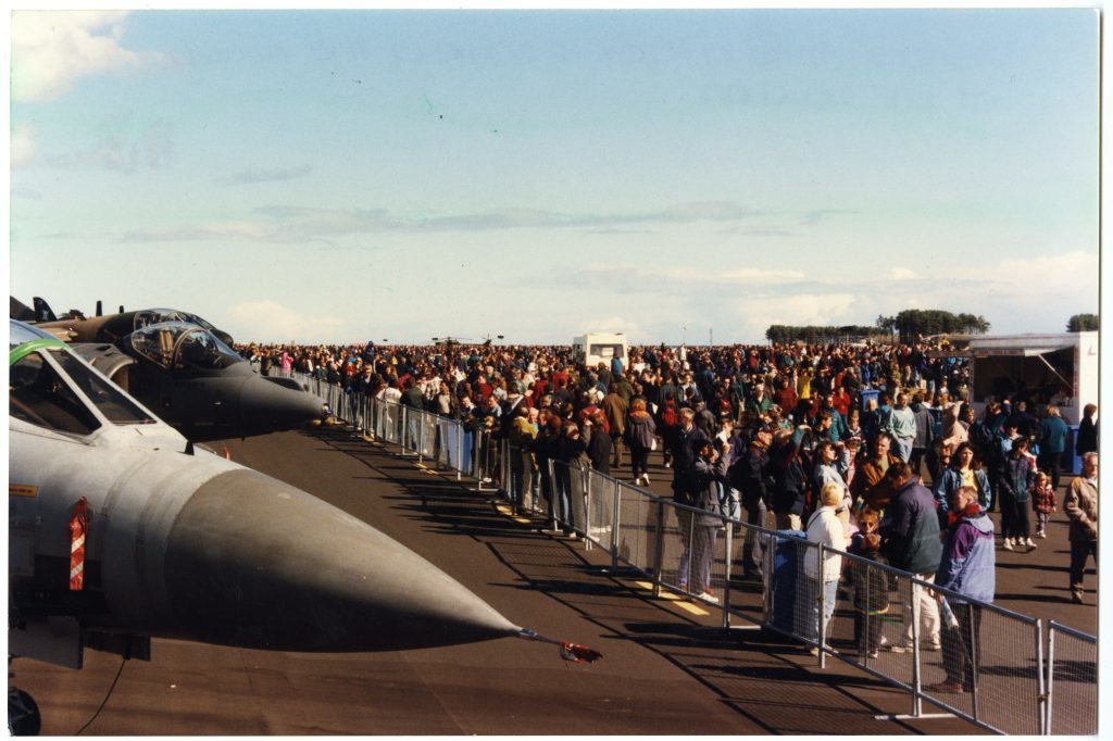 Visitors take a look at some of the aircraft at RAF Leuchars.  13 September 1997.