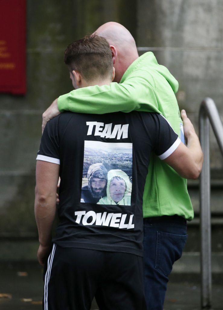 Mourners arrive for the funeral of boxer Mike Towell at St Andrew's Cathedral, Dundee.
