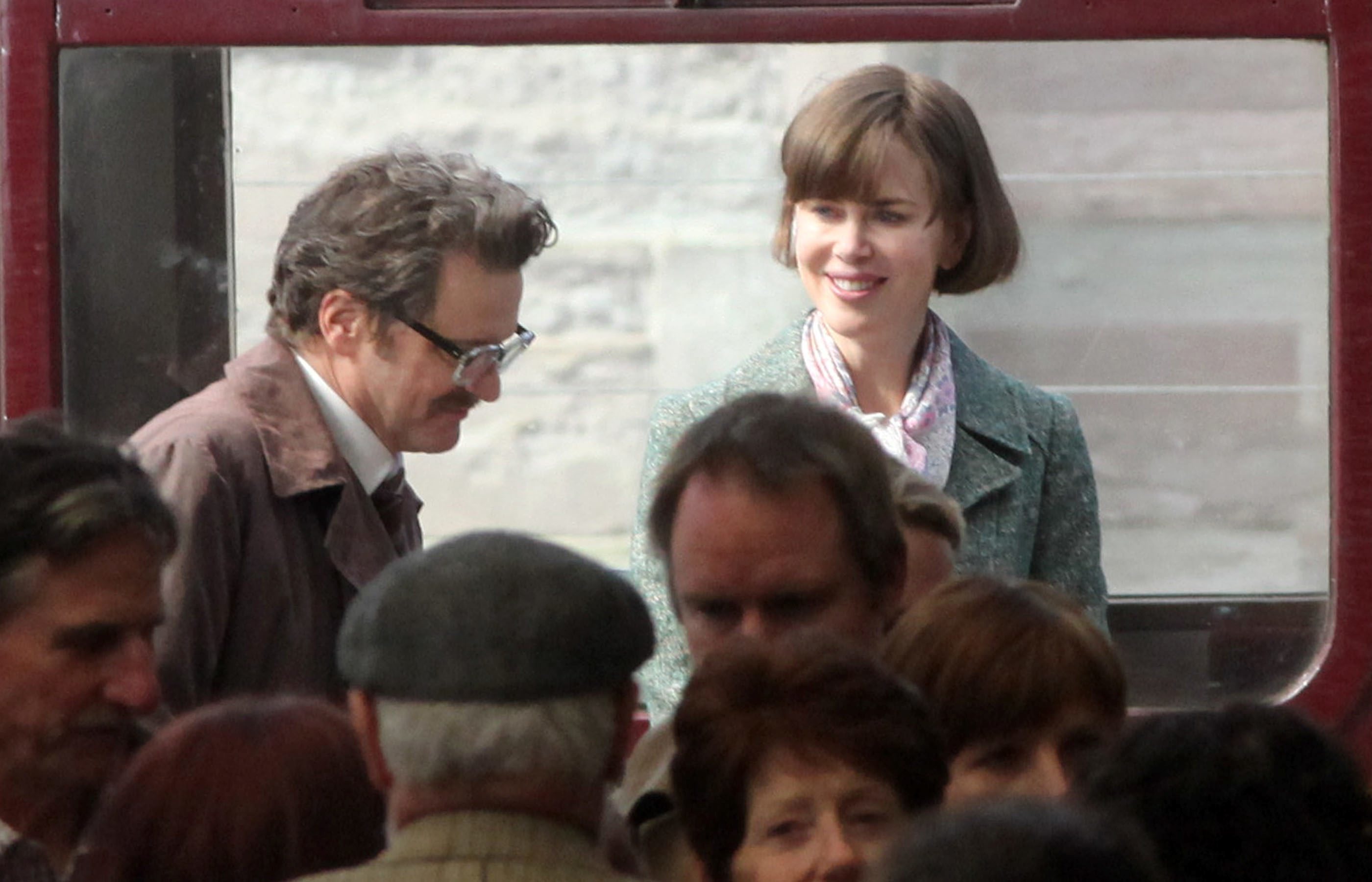 Colin Firth and Nicole Kidman film a scene from The Railway Man at Perth Train Station, Perth, May 1 2012. The celebrity couple are filming the story of Scots soldier Eric Lomax, who survived Japans infamous Burma Railway during the Second World War.