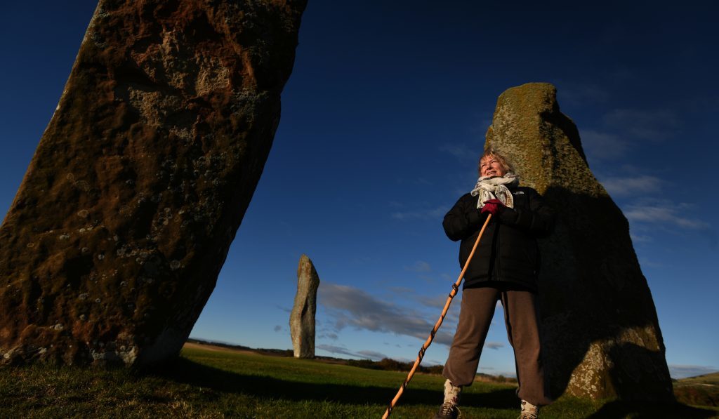 White witch Marianna Lines at Lundin Links Standing Stones