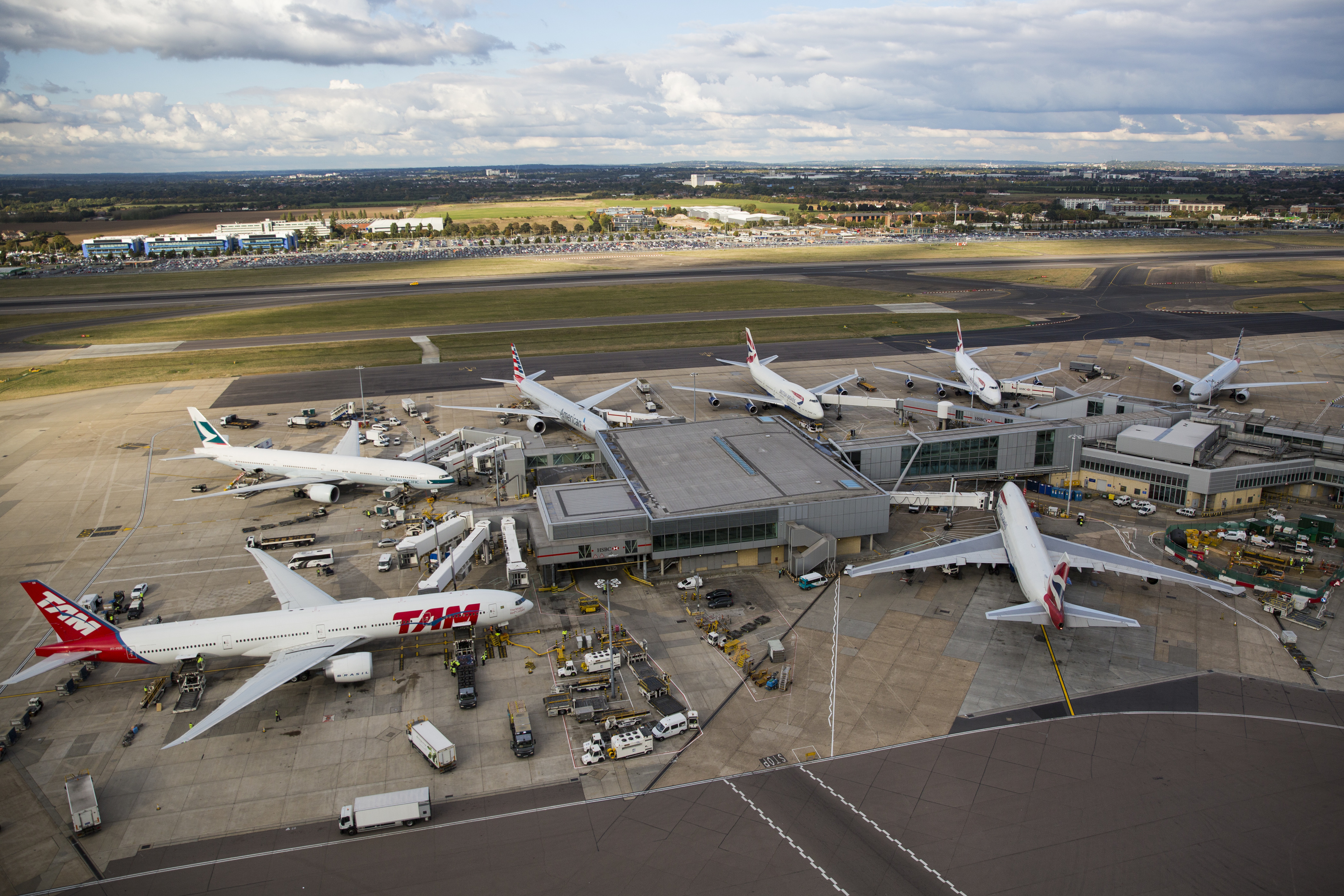 Planes on stand at Heathrow Airport