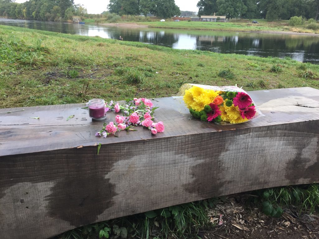 Tributes laid near to where Kathleen Harkin was found on Monday, October 10