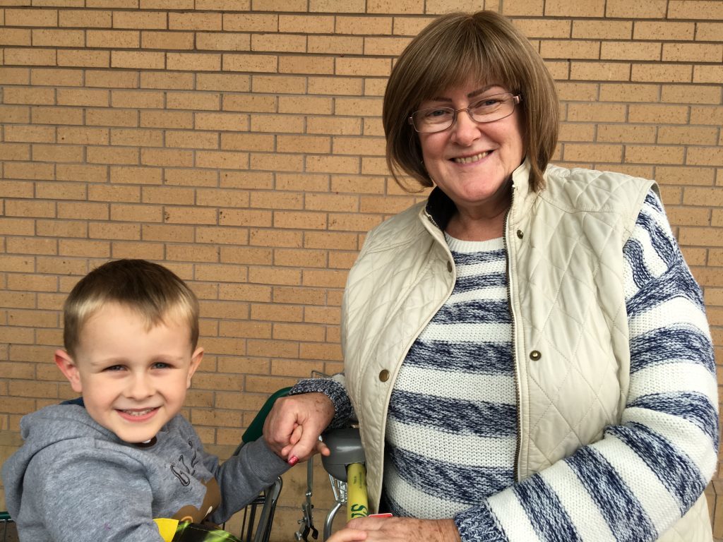 Maureen Swan, 58, from Birkhill, with her four-year-old grandson Jonathan.