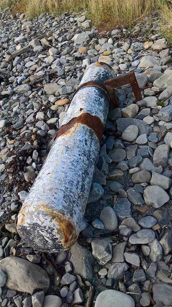 The so-called torpedo was found on a beach.
