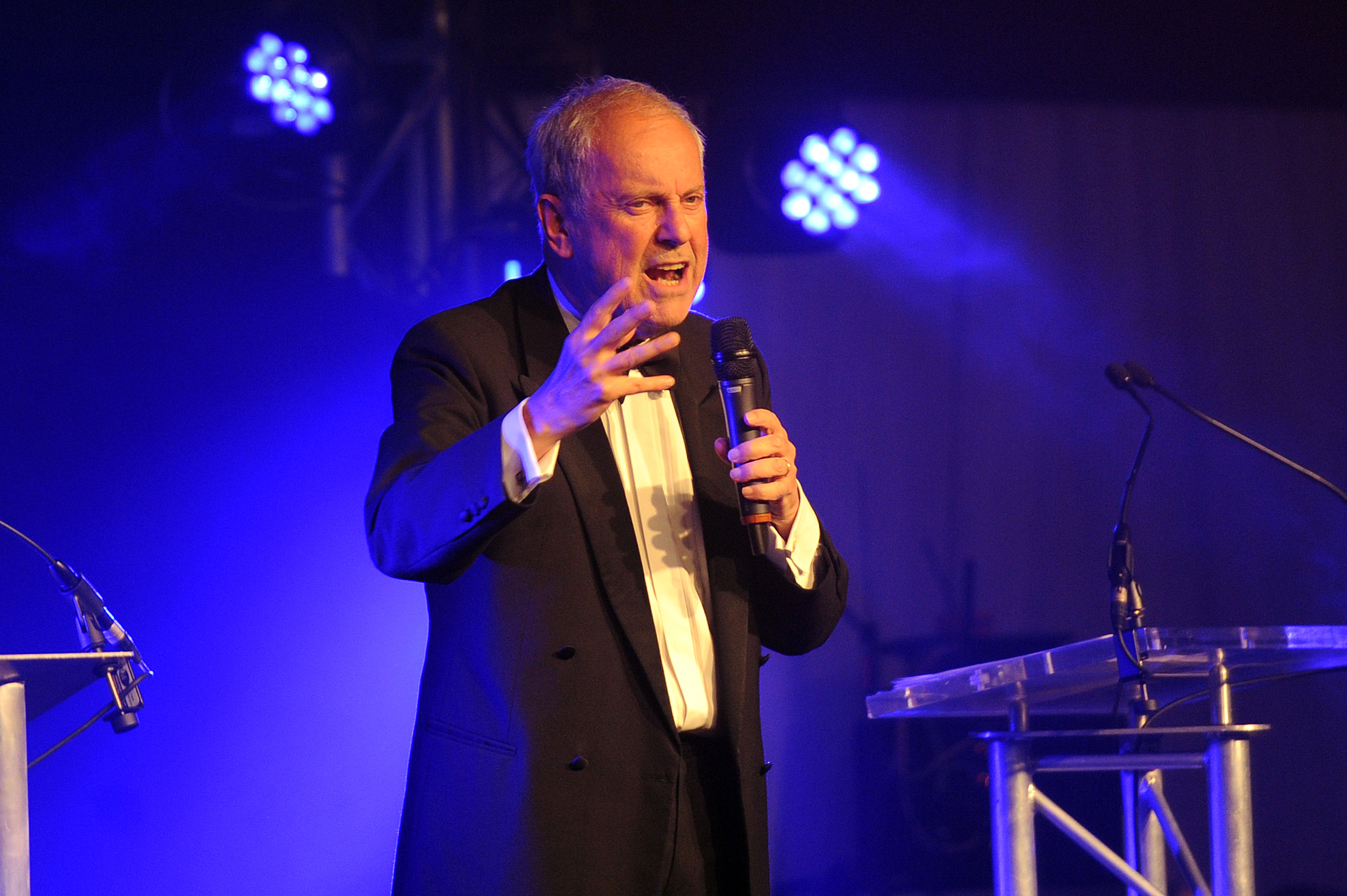 Host Gyles Brandreth at the 2016 Courier Business Awards.