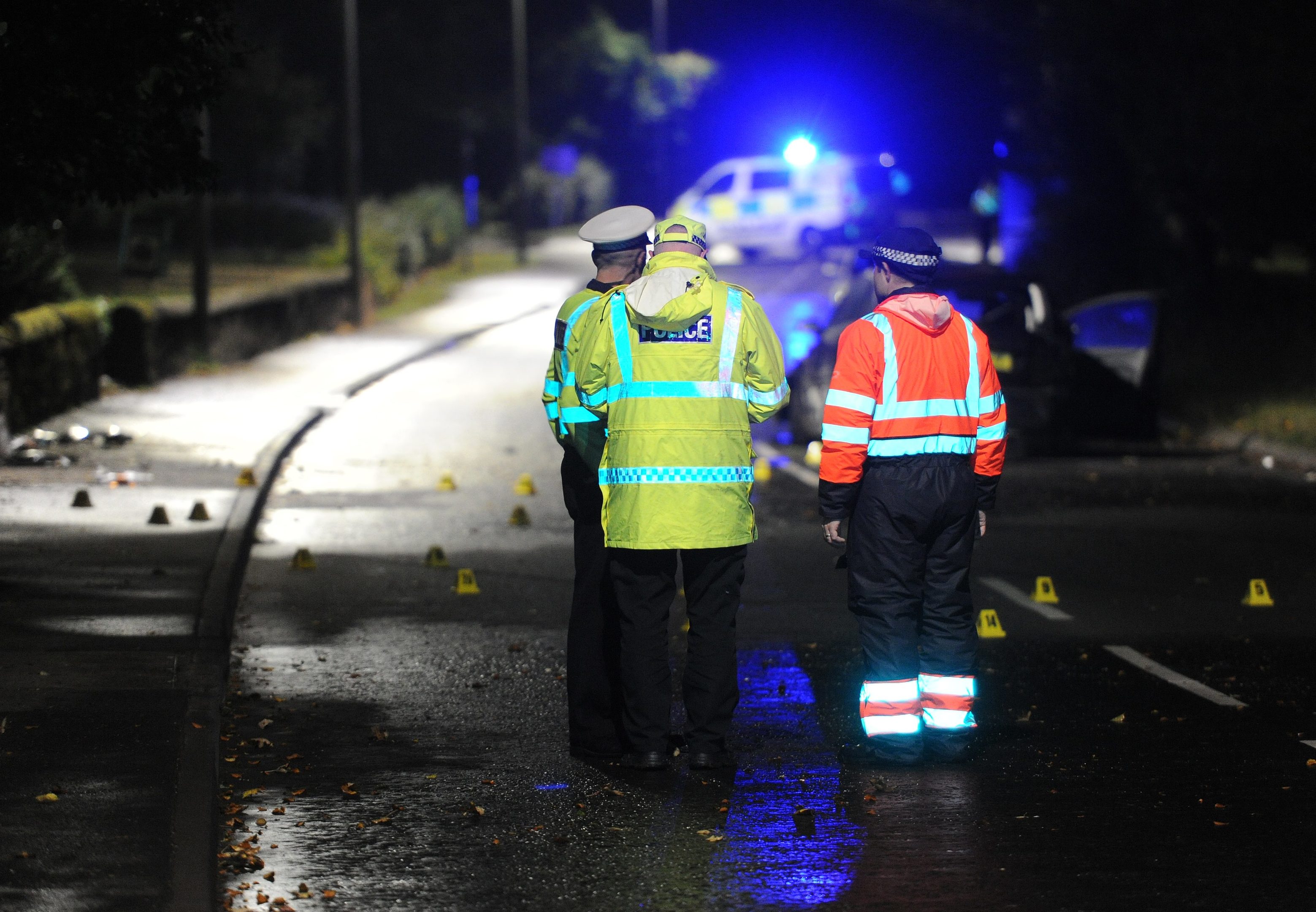 The scene of the accident at the Red House Hotel roundabout in Coupar Angus after the crash near Larghan Park.