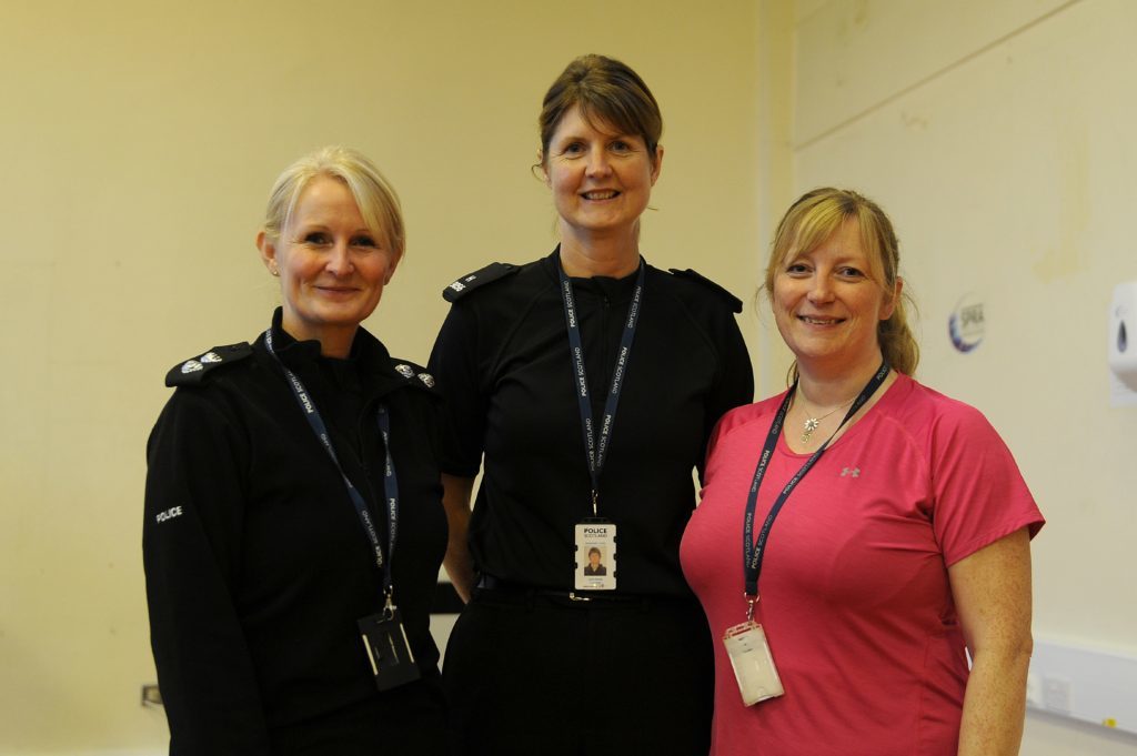 Inspector Irene Coyle, PC Lynn Steele and Sergeant Keli McPhail at Forfar Police Station.