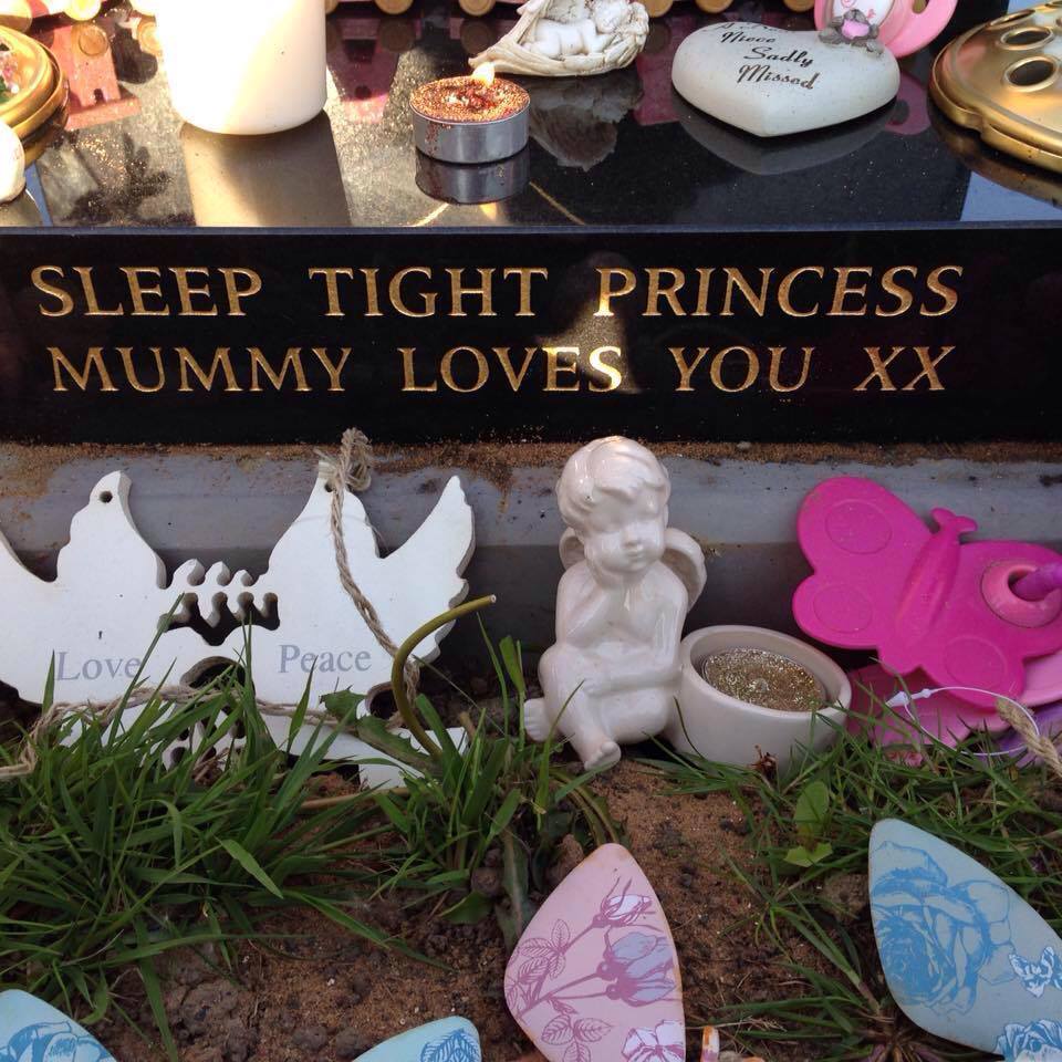 A memorial to five week old Kacey Sibbald was targeted by vandals.