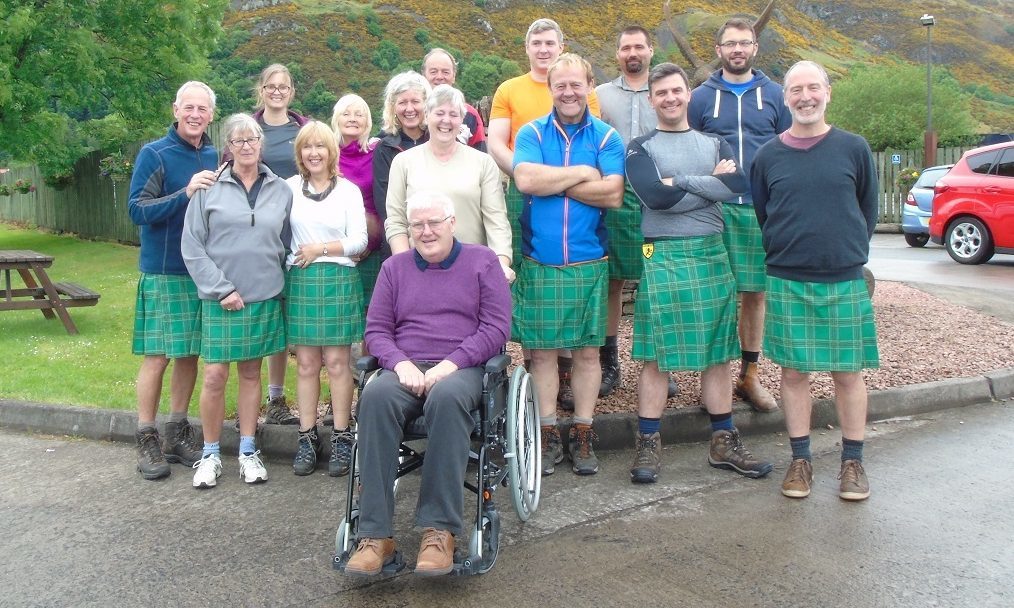 A group of tartan trekking farmers have embarked upon a charity challenge to cross the Kalahari Desert to raise funds for Motor Neurone Disease inspired by farmer Andrew Mitchell (pictured centre)