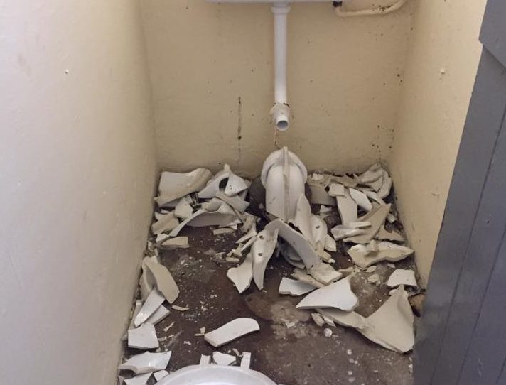 Vandalised toilets in Kirriemuir were just one of hundreds of incidents reported across Angus.