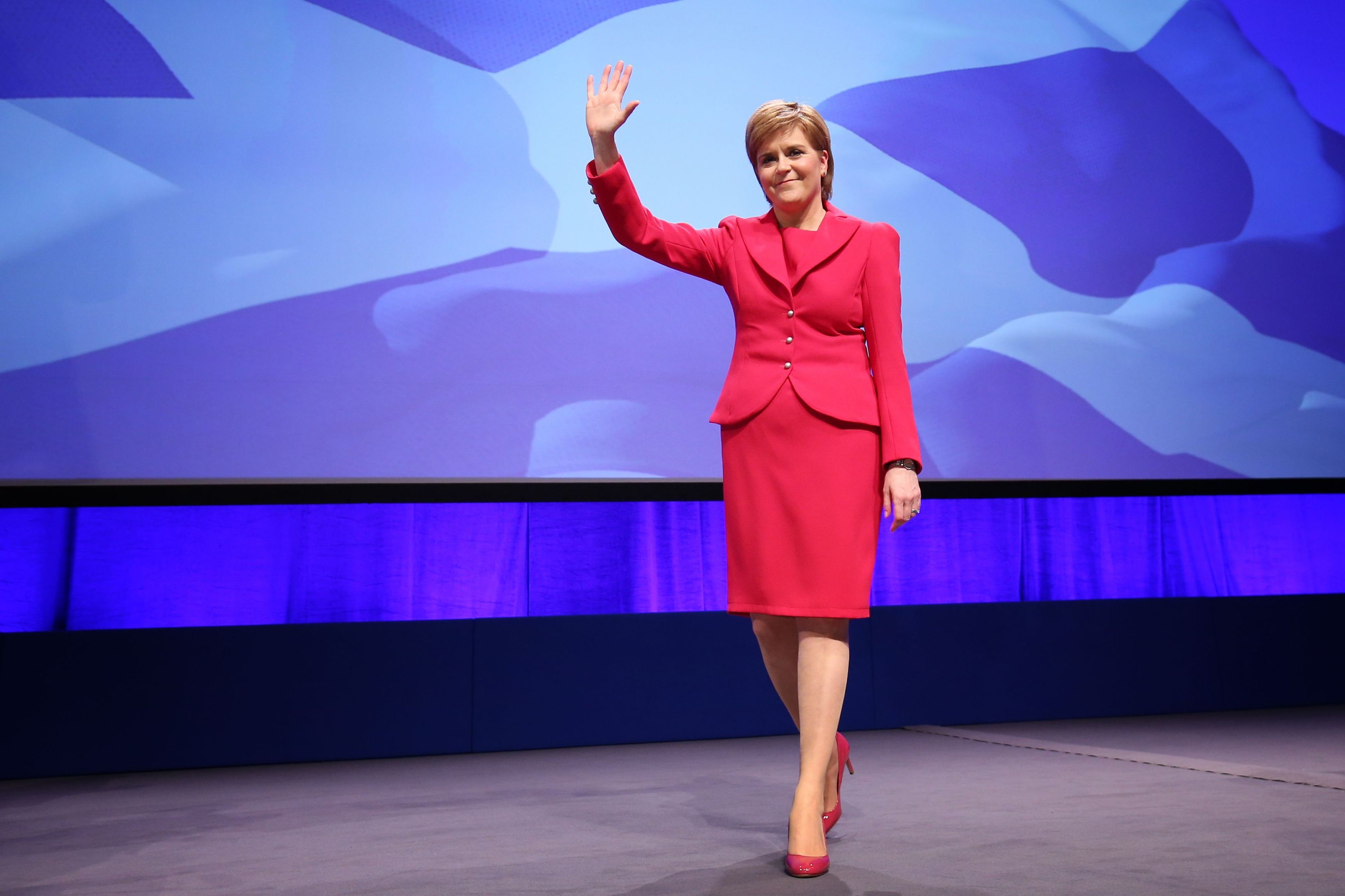 Nicola Sturgeon after giving her address at the SNP conference in Glasgow.