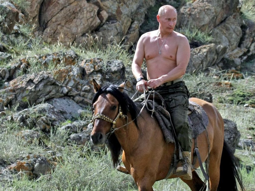 The original publicity photo of Vladimir Putin on horseback while off-duty.