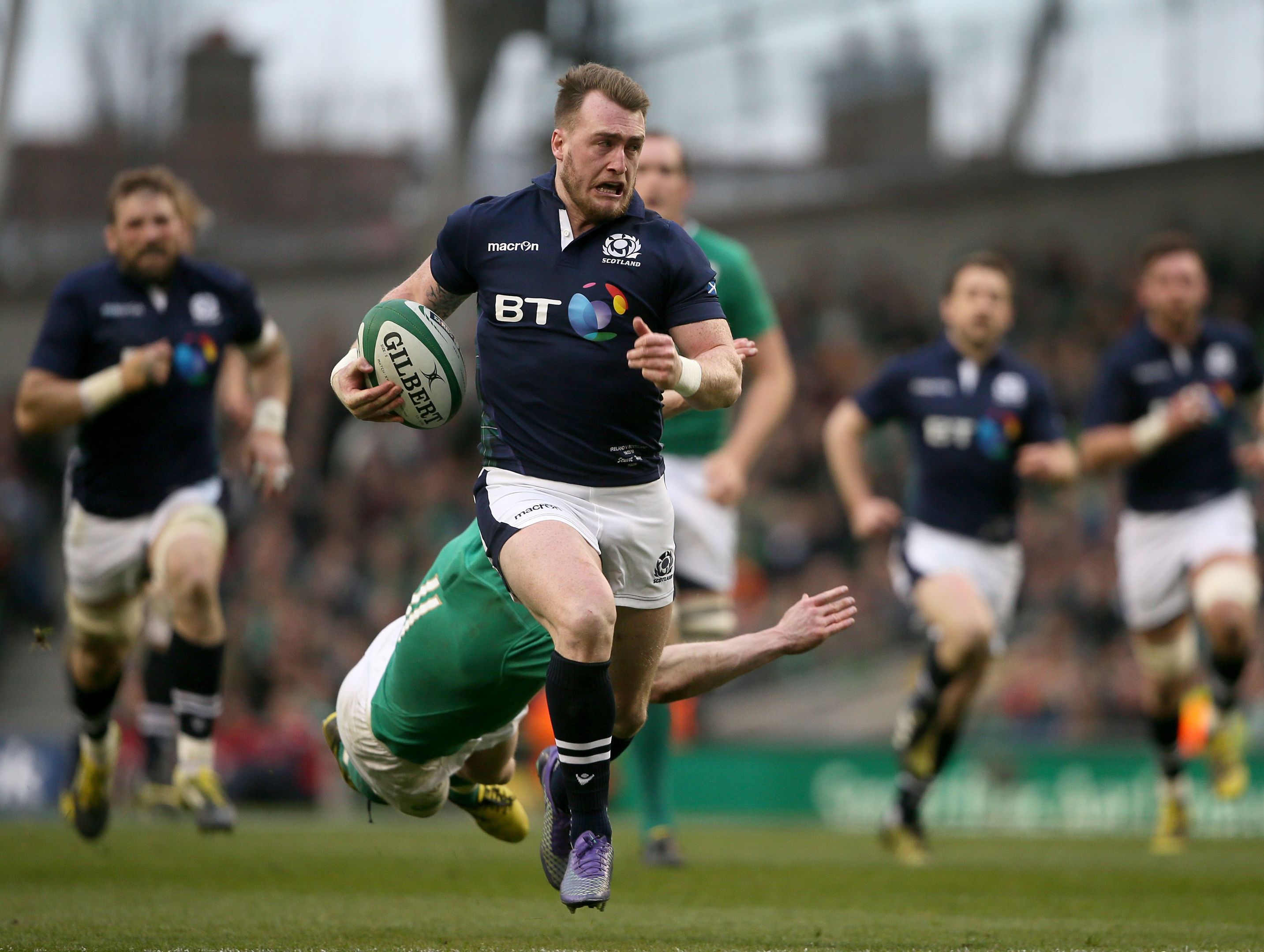 Stuart Hogg, seen here scoring against Ireland in March.