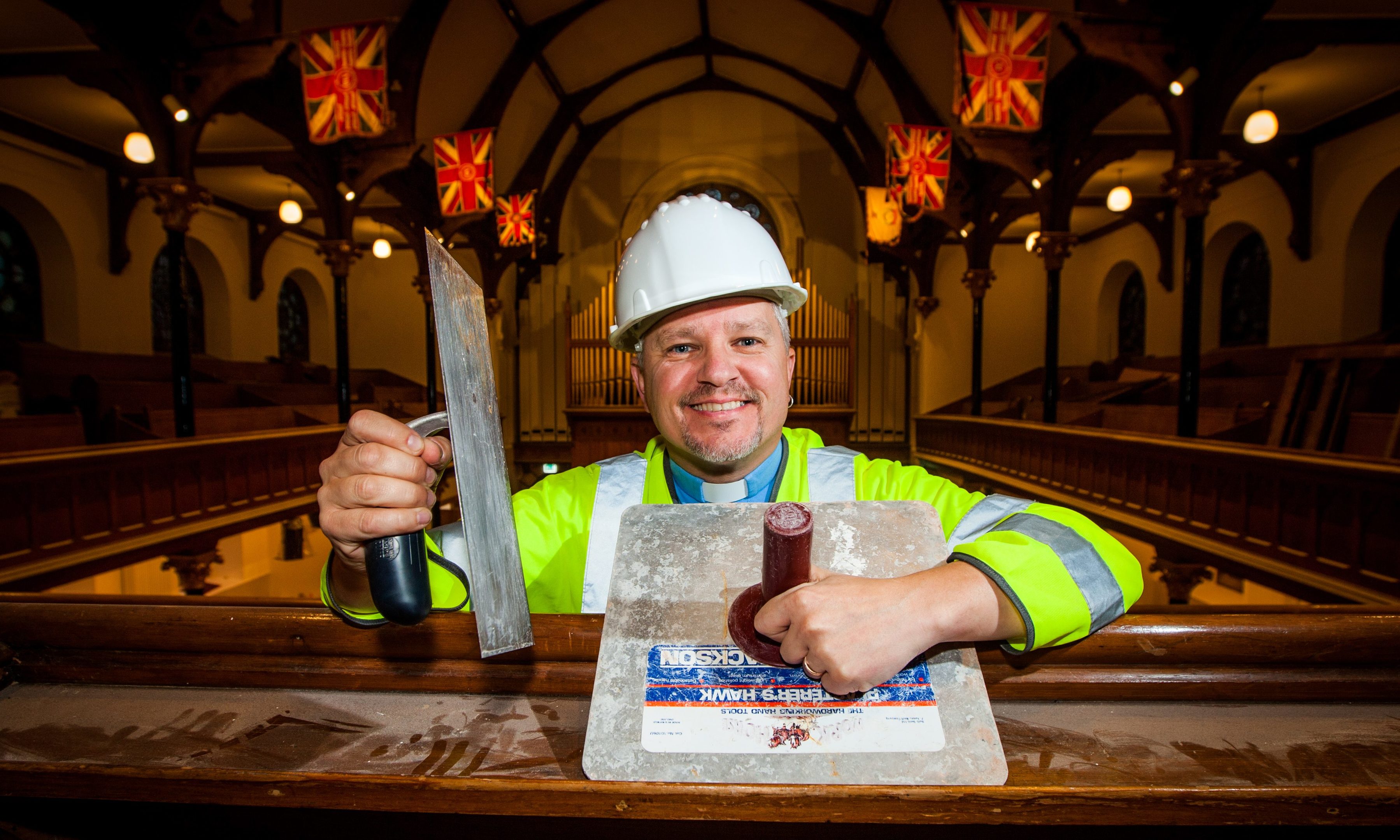 Rev Scott Burton at St Matthews Church in Perth.
He took a hands-on approach to many of the finishing touches.