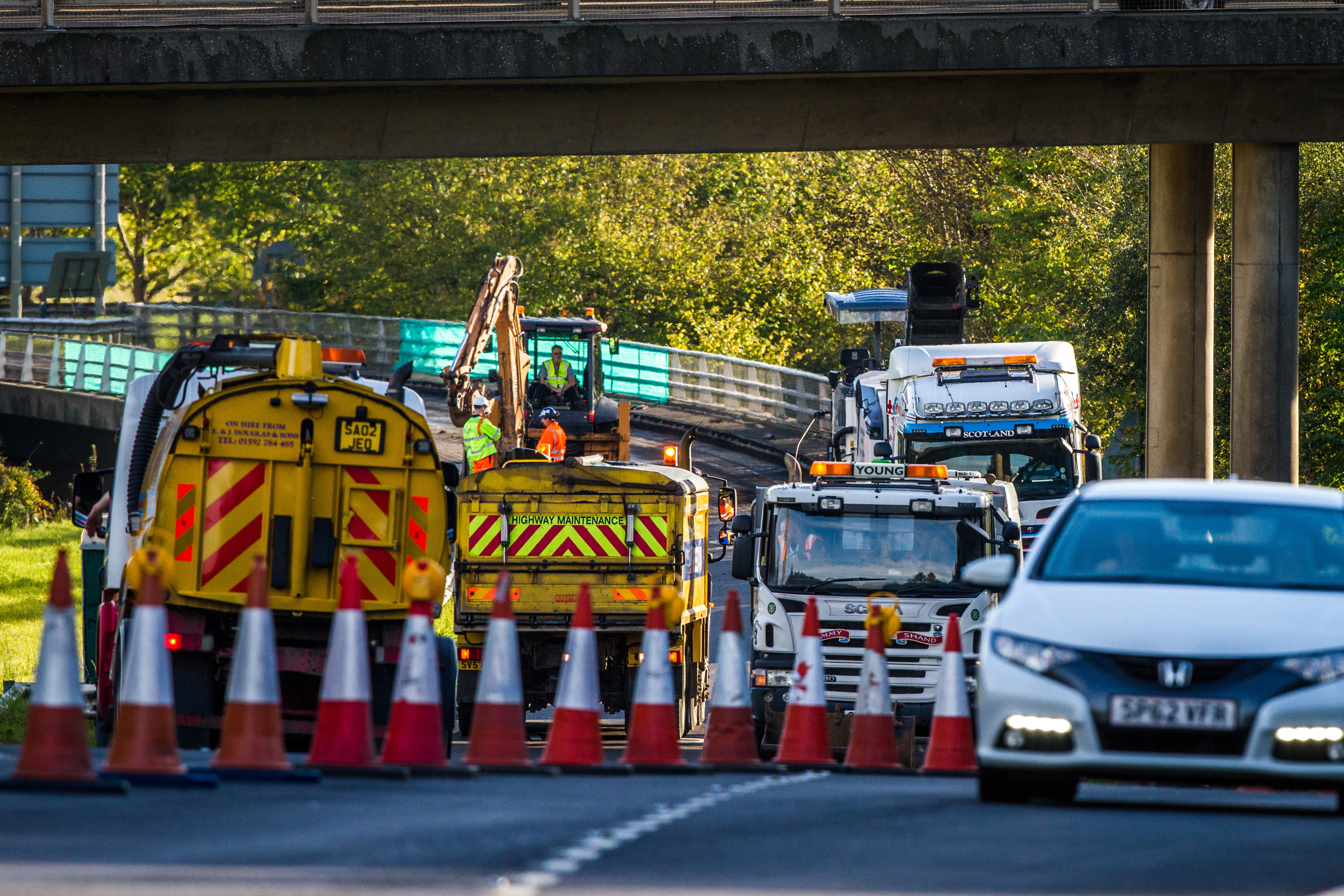 M90 roadworks at Craigend interchange off Edinburgh Road, Perth.