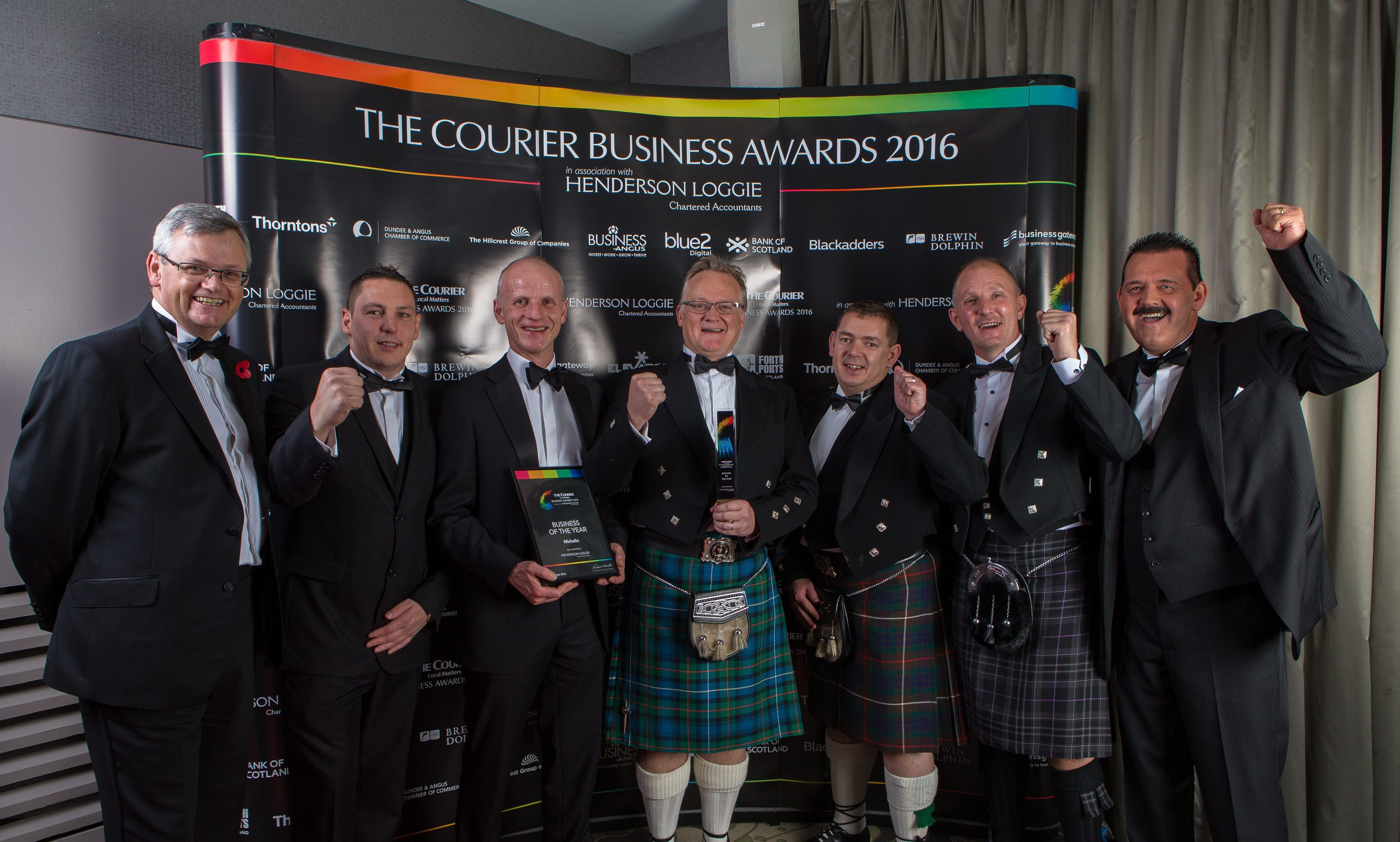 The Michelin team celebrate winning the Business of the Year award.