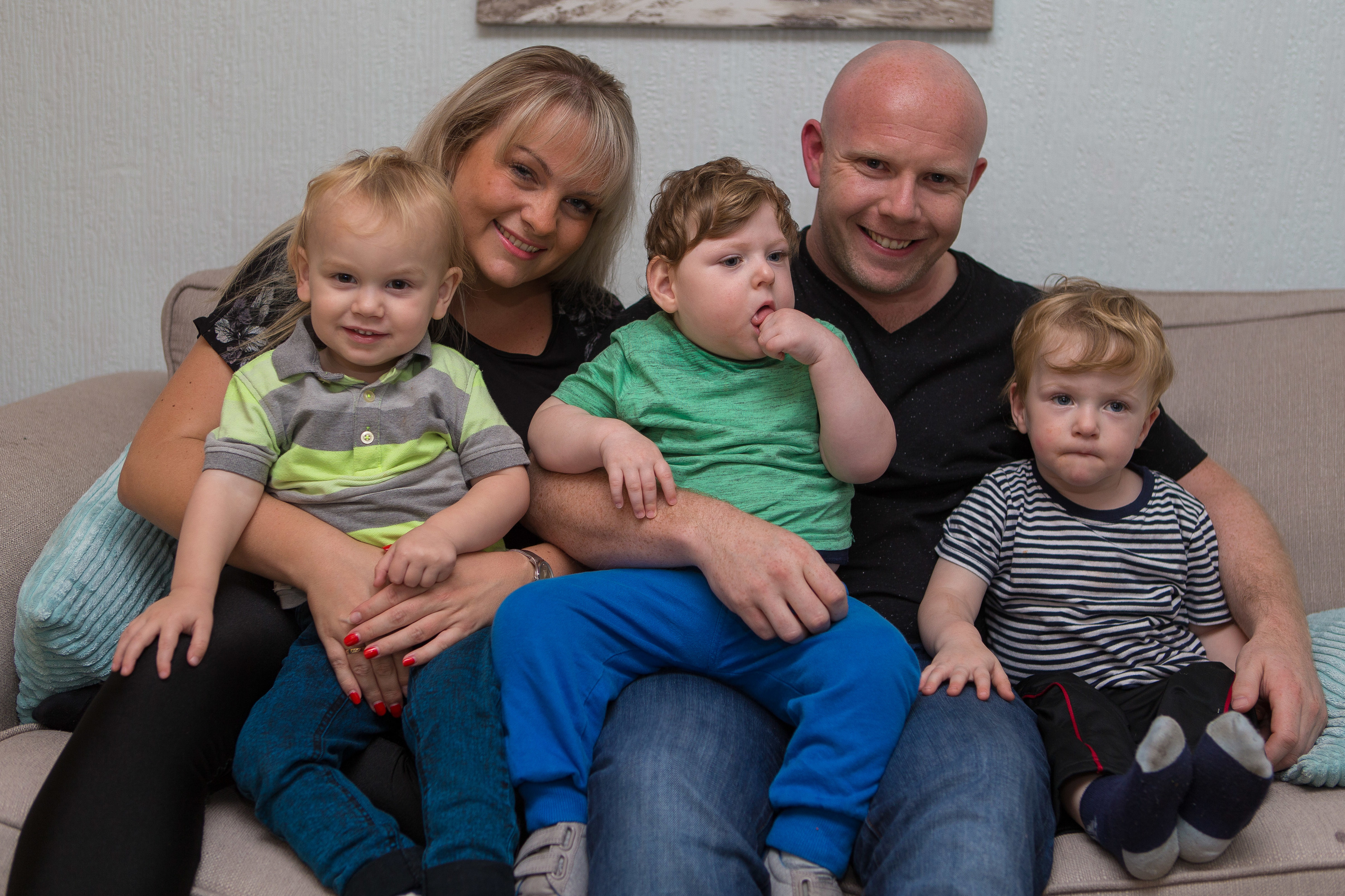Tobias, Helen, Noah, Robert and Carter at their family home in Leven