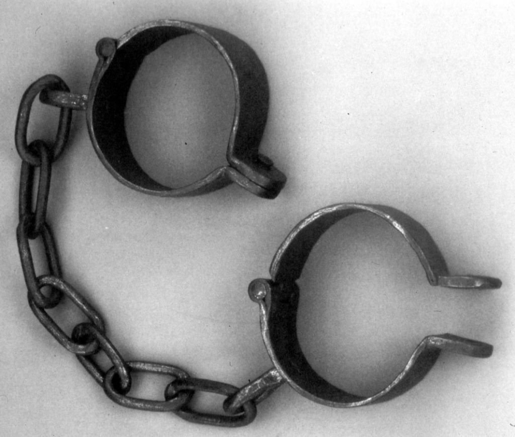 Shackles used in the slave trade.