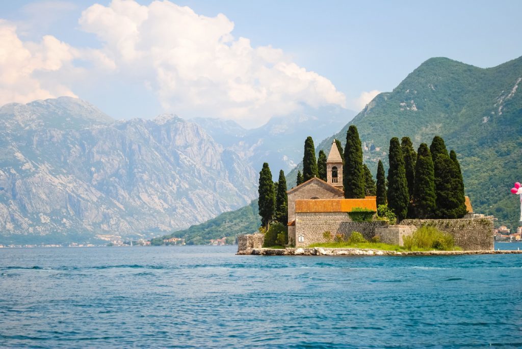 Saint George in the Bay of Kotor near Perast, Montenegro. 